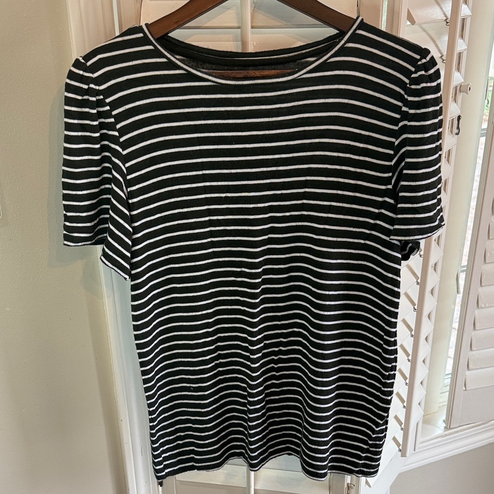 LOFT Striped Short Sleeve Top- Medium